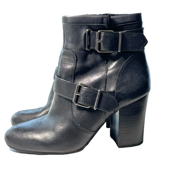 Vince Camuto Shoes - Vince Camuto Simlee Women’s Black Leather  Buckle Ankle Boots Moto Goth Sz 7.5